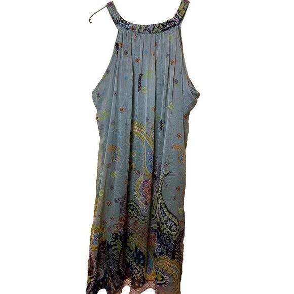 Anu by Natural Dress Size XL Resort Wear Evening Beach Party Sheer Lined Beaded - Picture 1 of 2